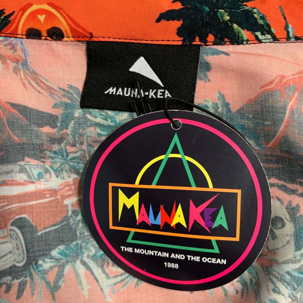 MAUNA KEA Orange Multi Color Hawaiian Viscose Short Sleeve Shirt - Picture 6 of 8